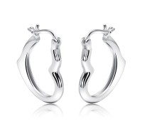 Pretty Heart Silver Hoop Earring HO-2512